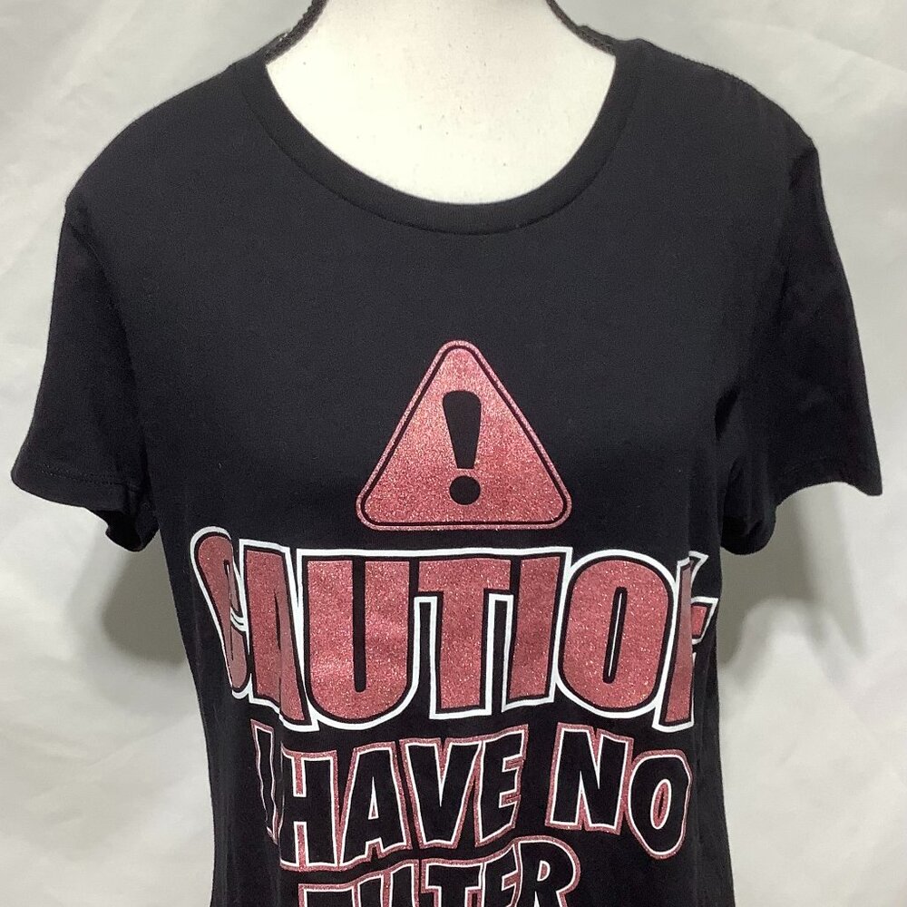 NWT-WOMENS GRAPHIC TEE BLACK & SPARKLE PINK -SIZE XL